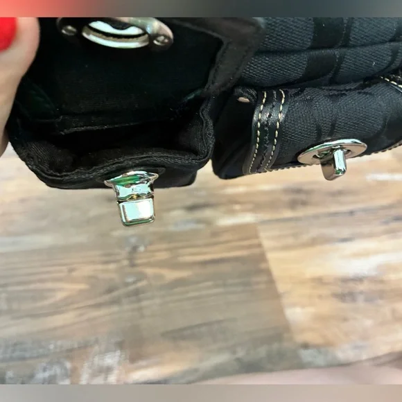 Coach Vintage Y2K MINI Black Satchel Purse Women's Handbag Jaquard Canvas Sig C - Picture 7 of 14